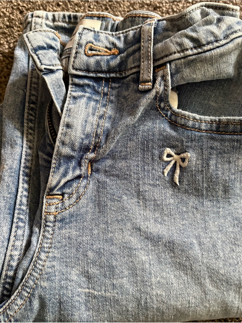 abercrombie kids Light Blue High Rise Jeans with Embroidered Bow